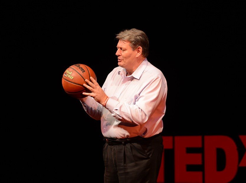 Kenn Dickinson giving a Ted Talk on the secrets of elite athletes 