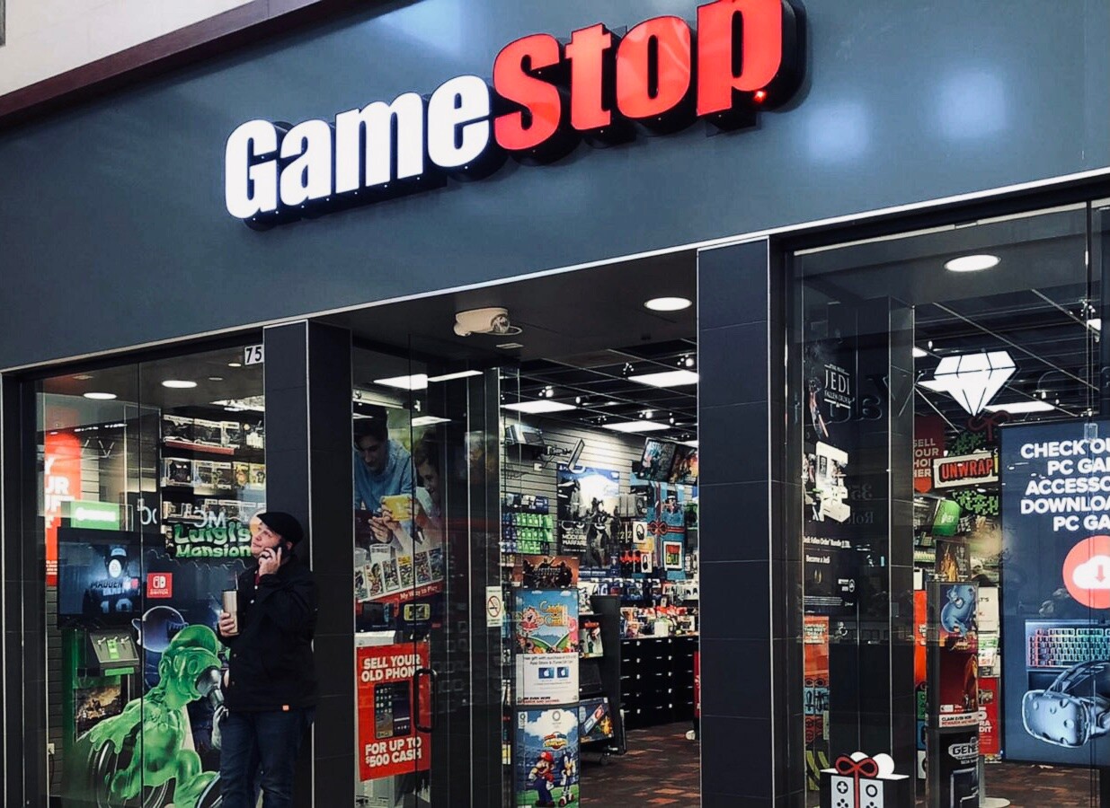 A GameStop retailer, whose stock short squeezed WallStreet as a result of Reddit retail investor movement.