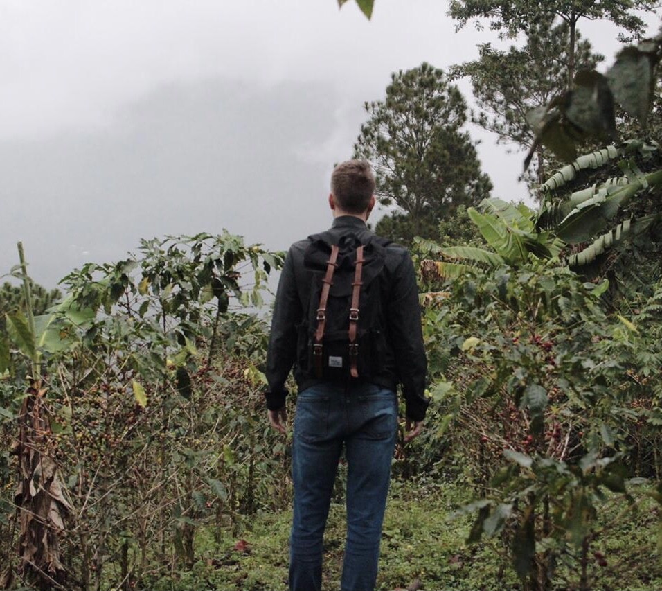 Jeffrey in Santa Barbara, Honduras, among the coffee plants.