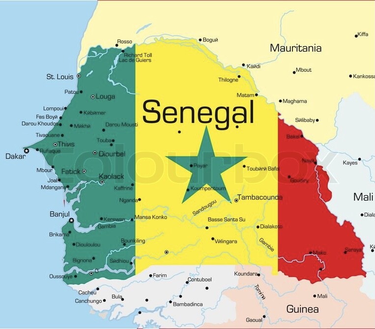 Senegal map with country colors