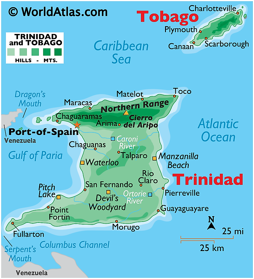 a map of Trinidad & Tobago