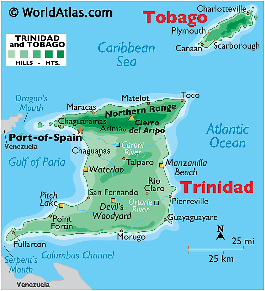 a map of Trinidad & Tobago 