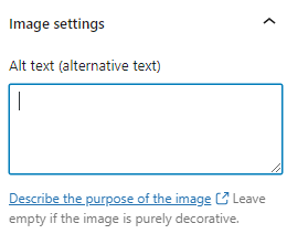 WordPress image alt text editor