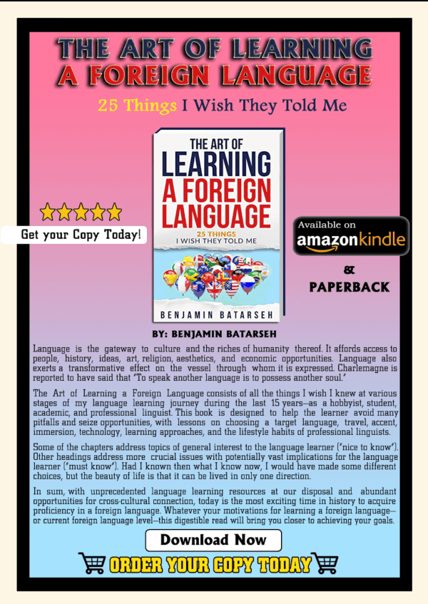 The Art of Learning a Foreign Language Kindle and paperback Amazon